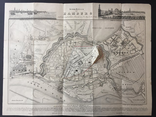 [Brahms, Johannes. (1833–1897)] Map of Hamburg, Brahms' Birthplace - Owned by the Composer