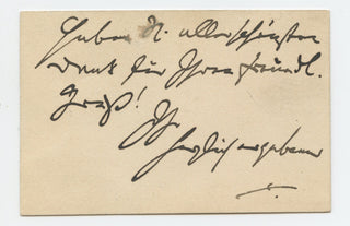 Brahms, Johannes. (1833–1897) Printed Visiting Card with Autograph Note