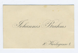 [Brahms, Johannes. (1833–1897)] Engraved Visiting Card