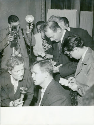 Brando, Marlon. (1924–2004) Press Conference in Paris - Original 1957 Photograph