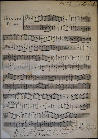 Braun, Jean Daniel. (flor.1700 - 1740) [Cartier, Jean-Baptiste. (1765-1841)] Sonates pour flûte traversière avec la basse. Oeuvre Premier. CARTIER&apos;S COPY