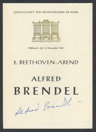 Brendel, Alfred. (b. 1931) Early Signed Program