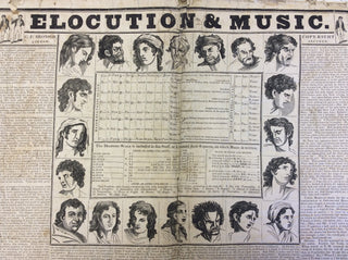 ["Elocution and Music"] Bronson, C. P. "Elocution and Music" - Large Nineteenth-Century American Broadside