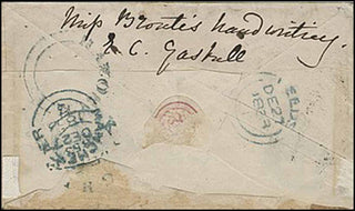 [Literature & Art] Brontë , Charlotte. (1816 - 1855) Autograph Envelope to Elizabeth Gaskell with a notation by Mrs. Gaskell