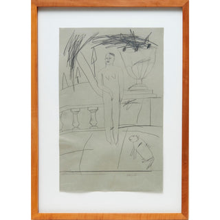 Brown, James (1951-2020) Untitled [Figure with cat], 1981 - Drawing