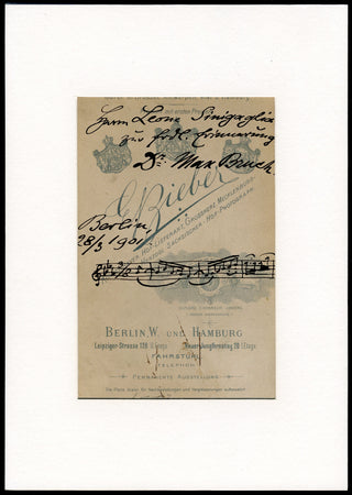 Bruch, Max. (1838-1920) [Sinigaglia, Leone. (1868-1944)] Signed Photograph with Autograph Musical Quotation of the VIOLIN CONCERTO NO.1