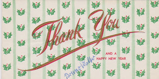 Walter, Bruno. (1876–1962) Signed Holiday Thank-You Card