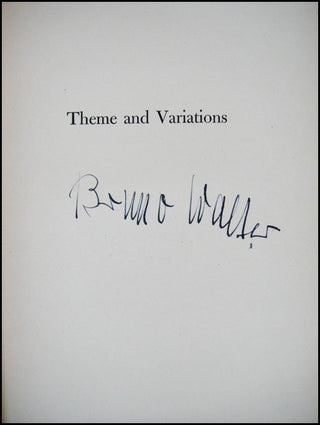 Walter, Bruno. (1876–1962) [Translated from the German by James A. Galston.] Theme and Variations: An Autobiography - Leonard Bernstein's Signed Copy