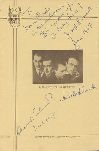 Budapest String Quartet (1917–1967) Signed Program