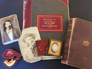 Cody, William F., "Buffalo Bill". (1846–1917) Archive Including Cody Family Memorial Scrapbook, Signed Photograph, Signed Book, Original Photographs, Cody's Personal Grooming Kit & Meerschaum Pipe, and two newly discovered photographs, one being one of th