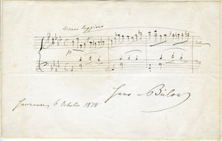 [Liszt, Franz. (1811–1886)] Bülow, Hans von. (1830–1894) Autograph Musical Quotation