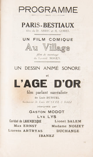 [Surrealism] Buñuel, Luis. (1900–1983) & Dalí, Salvador. (1904–1989) L'AGE D'OR - 1930 Premiere Program