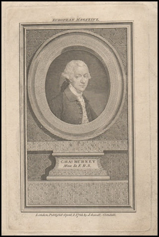 Burney, Charles. (1726-1814) Fine 1785 Portrait Engraving