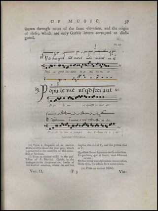 Burney, Charles. (1726-1814) A General History of Music. From the Earliest Ages to the Present Period. To Which is Prefixed, A Dissertation on the Music of the Ancients. -  INSCRIBED PRESENTATION COPIES TO BURNEY'S ITALIAN AND FRENCH TRANSLATOR, C.D. EBEL