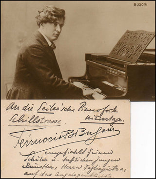 Busoni, Ferruccio. (1866-1924) Autograph Note to Tagliapietra on Visiting Card