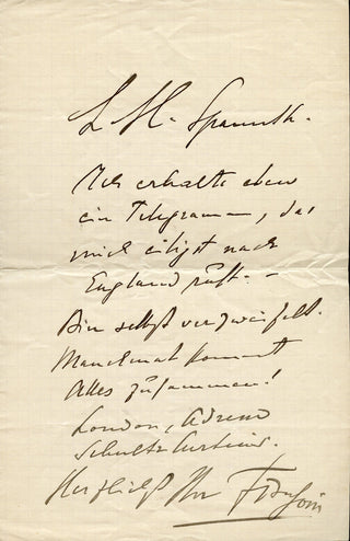 Busoni, Ferruccio. (1866-1924) "Sometimes all world turns against you" - Autograph Letter Signed