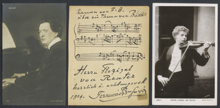 Busoni, Ferruccio. (1866–1924) [Bach, Johann Sebastian. (1685–1750)] [Von Reuter, Florizel. (1890–1985)] Autograph Musical Quotation on a Theme from Bach, inscribed to Von Reuter