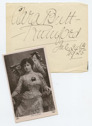 Butt, Clara. (1872–1936) Autograph Signature and Photograph