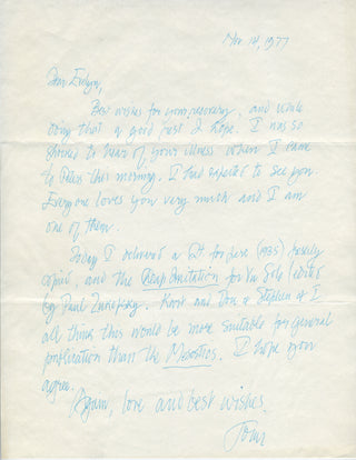 Cage, John. (1912–1992) Small Archive of Correspondence, 1961–1990