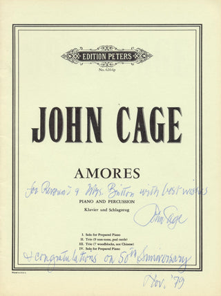 Cage, John. (1912–1992) "Amores" - Signed Score