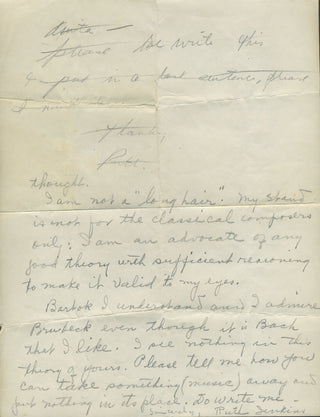 Cage, John. (1912–1992) "Life through and through, the depths and the surfaces, all is profound..." - Typed Letter Signed