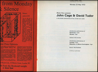 Cage, John. (1912-1992) & Tudor, David. (1926-1996) 1972 Program with David Tudor