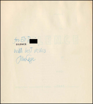 Cage, John. (1912–1992) "Silence. Lectures and Writings"  - SIGNED