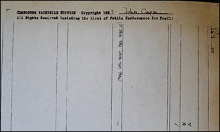 [American Avant-garde] Cage, John. (1912–1992) "1 Minute 5 1/2 Seconds For A String Player / 2nd Pages of An Unfinished Work" - Holograph Printed Score