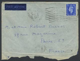 Cahun, Claude. (1894–1954) [Moore, Marcel. (1892–1972)] [Desnos, Robert. (1900–1945)] Autograph Postcard to Robert Desnos