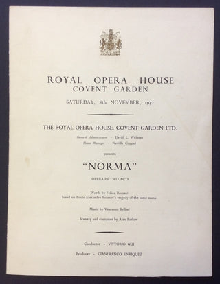 [Callas, Maria. (1923–1977)] "Norma" - 1952 Royal Opera House Program