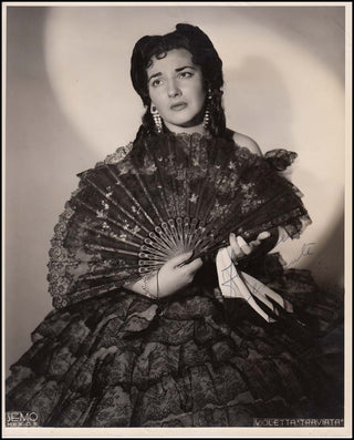 Callas, Maria. (1923–1977) Early Signed Semo Photograph in "La Traviata."