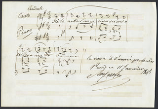 Carafa, Michele. (1787–1872) "Gia la notte s'avvicina" - Autograph Musical Quotation