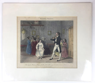 [Violin] [Dancing Master] Caricatures parisiennes No 1. - Hand-Colored Lithograph - "For heaven's sake, use what nature has given you"