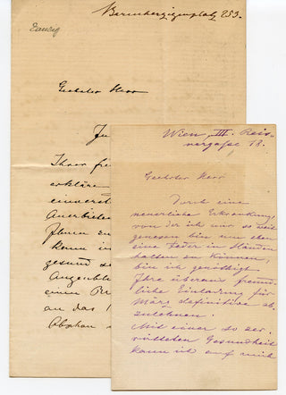 [Tausig, Carl. (1841 - 1871)] Tausig, Seraphine. (1841-1931). Two Autograph Letters Signed