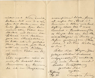 [Tausig, Carl. (1841 - 1871)] Tausig, Seraphine. (1841-1931). Two Autograph Letters Signed