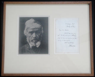 [Literature] Carlyle, Thomas. (1795–1881) Autograph Letter, framed with original Julia Cameron Portrait