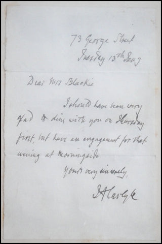 [Literature] Carlyle, Thomas. (1795–1881) Autograph Letter, framed with original Julia Cameron Portrait