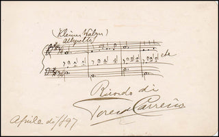 Carreno, Theresa. (1853-1917) Autograph Musical Quotation