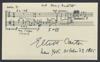 Carter, Elliot. (1908–2012) Second String Quartet - Autograph Musical Quotation