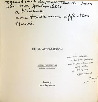 Cartier-Bresson, Henri. (1908 - 2004) [Jean Leymarie (1919 - 2006), Preface] "Henri Cartier-Bresson. Dessins-Photographies." Catalogue of Photographs - SIGNED AND INSCRIBED TO KRISHNA RIBOUD