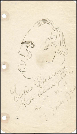 Caruso, Enrico. (1873-1921) Signed Self-Portrait Caricature