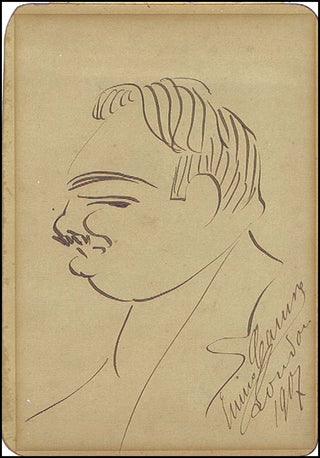 Caruso, Enrico. (1873-1921) Signed Self-Portrait Caricature