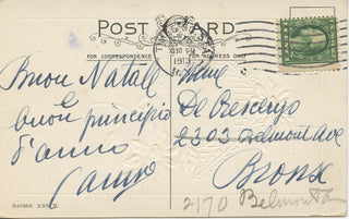 Caruso, Enrico. (1873-1921)  Postcard with Christmas and New Year's Inscription, 1913