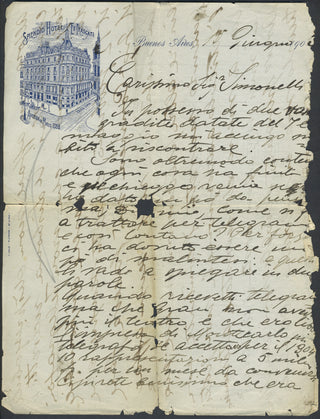 Caruso, Enrico. (1873-1921) "I am, after all, Caruso and he is Bonci and between the two of us there's an abyss" - Autograph Letter about his Metropolitan Opera Debut