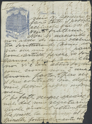 Caruso, Enrico. (1873-1921) "I am, after all, Caruso and he is Bonci and between the two of us there's an abyss" - Autograph Letter about his Metropolitan Opera Debut