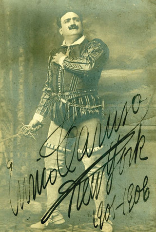 Caruso, Enrico. (1873-1921) Signed Photograph Postcard in "Rigoletto"