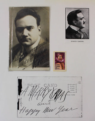 Caruso, Enrico. (1873–1921) "Merry Xmas and Happy New Year" -  Signed Postcard Photograph