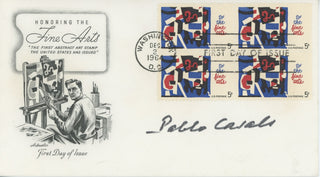 Casals, Pablo. (1876–1973) [Davis, Stuart. (1892–1964)] Signed "Fine Arts" First Day Cover