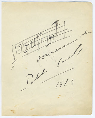 Casals, Pablo. (1876–1973) Bach Cello Suite no. 3 - Autograph Musical Quotation Signed