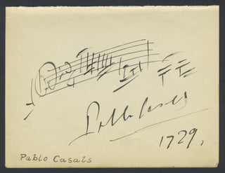 Casals, Pablo. (1876–1973) Bach Cello Suite no. 3 - Autograph Musical Quotation